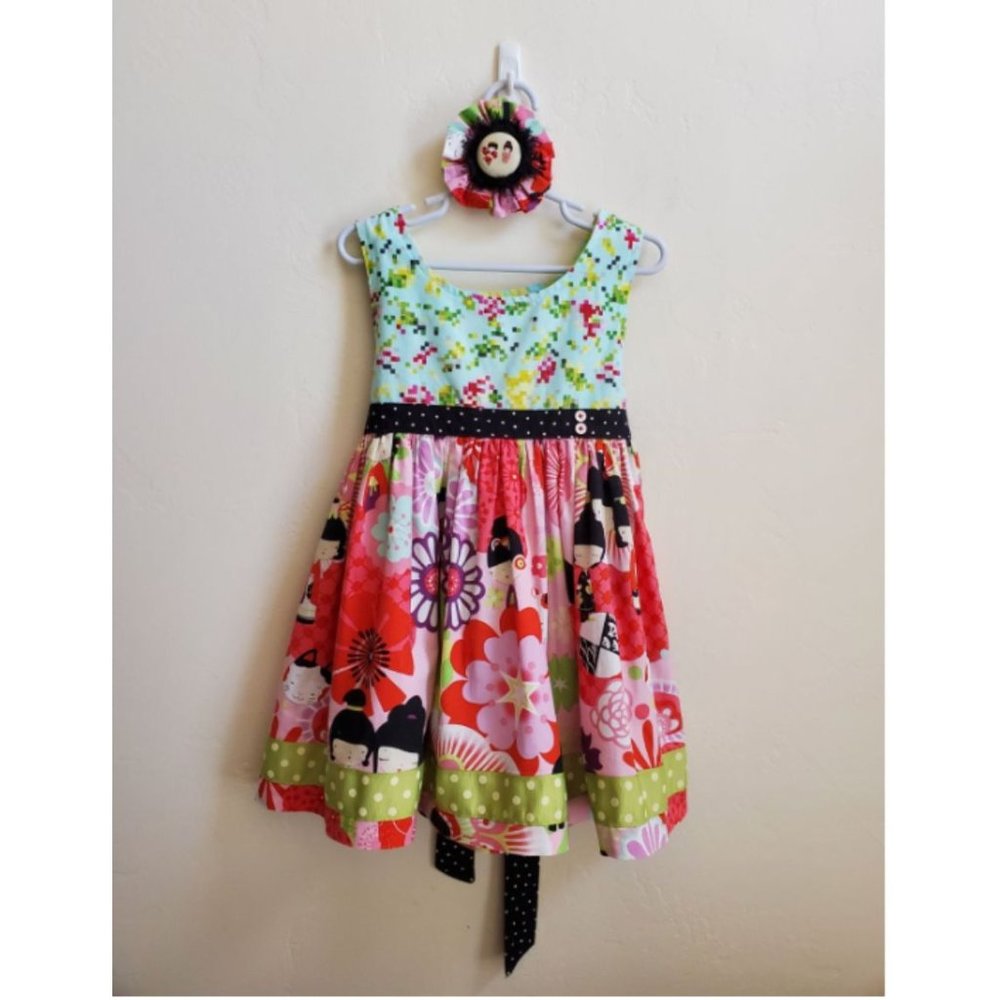 Matilda Jane Platinum + m2m hair clip Gwen Shasta 4  aqua pink black ruffle dots
